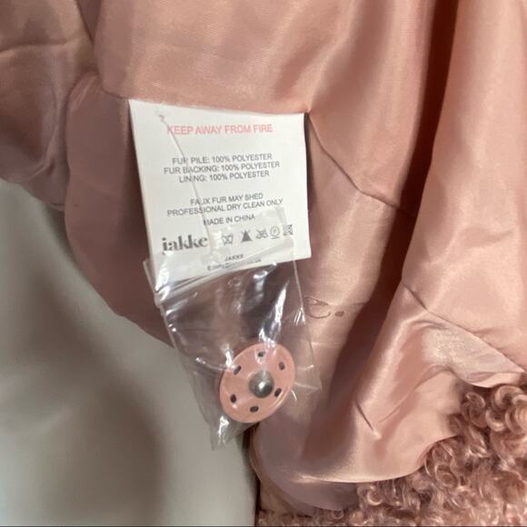 Jakke NWOT PINK FAUX LAMBS WOOL COAT JACKET - Picture 7 of 10